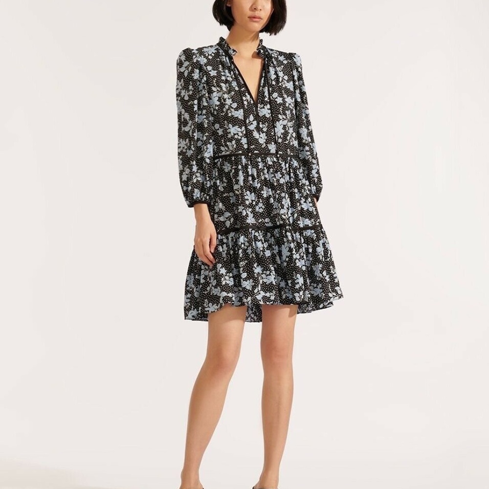 Veronica Beard Hawken Floral Dress Black
